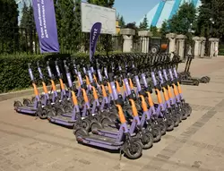 Прокат велосипедов у входа в Приморский парк Победы