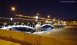 Биржевой мост в новогодней подстветке