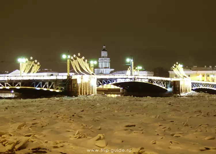 Дворцовый мост и лёд на Неве Дворцовый мост и лёд на Неве