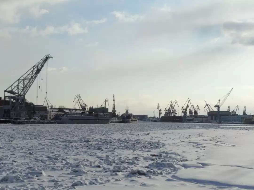 Вид на судостроительные предприятия «Адмиралтейские верфи» (слева) и «Балтийский завод» Вид на судостроительные предприятия «Адмиралтейские верфи» (слева) и «Балтийский завод»