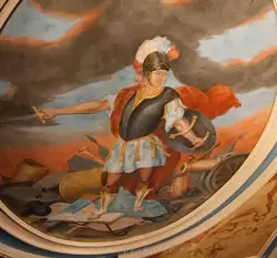 Меншиковский дворец, плафон с изображением бога войны Марса с лицом Петра Великого