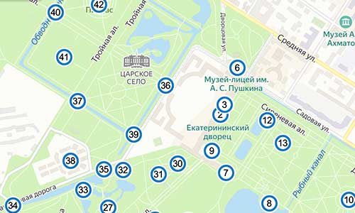 Царское село на карте